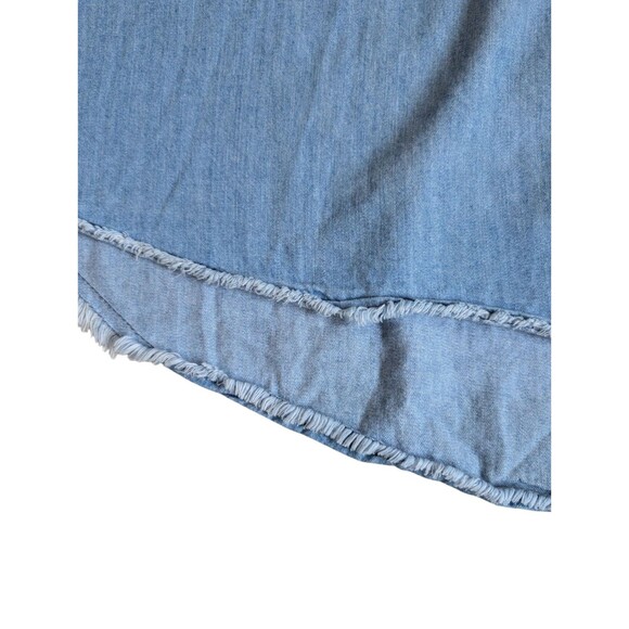 Lane Bryant Denim Chambray Shirt Womens Sz 20 Cotton Blue Distressed Frayed Hem - Picture 4 of 14